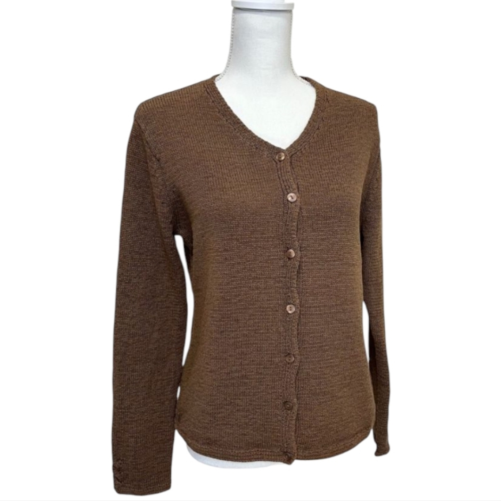 Pendleton Knit Button Up Cardigan Sweater - Brown V-Neck - Size S